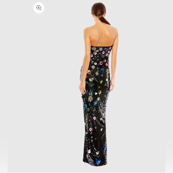 MAC DUGGAL
Black Floral Sequined Strapless Column dress size 8 NWT - Picture 4 of 13